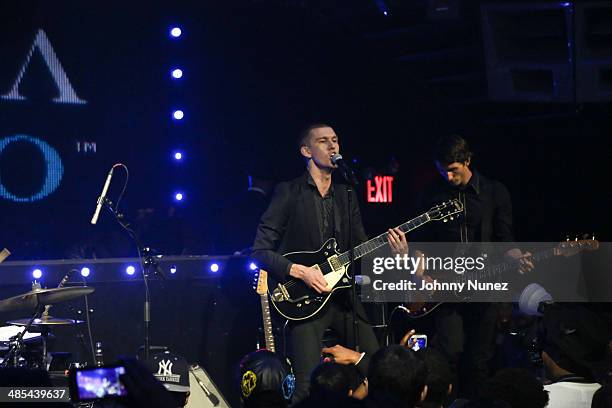 Willy Moon performs at the VDKA 6100 launch at Marquee on April 17, 2014 in New York City.