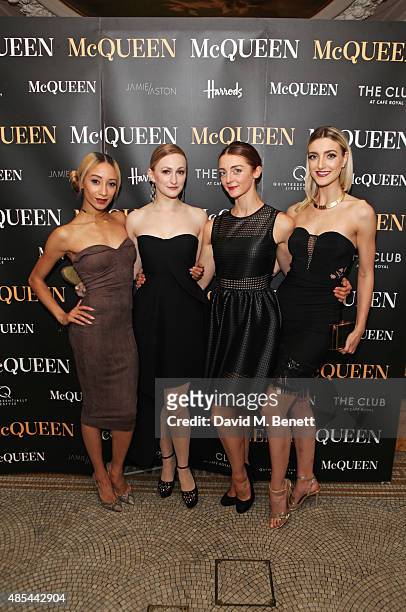 Cast members Sophie Apollonia, Carly Bawden, Amber Doyle and Jessica Buckby attend the after party following the press night performance of "McQueen"...