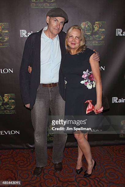Singer/songwriter James Taylor and wife Kim Taylor attend the 25th Anniversary Rainforest Fund Benefit at Mandarin Oriental Hotel on April 17, 2014...