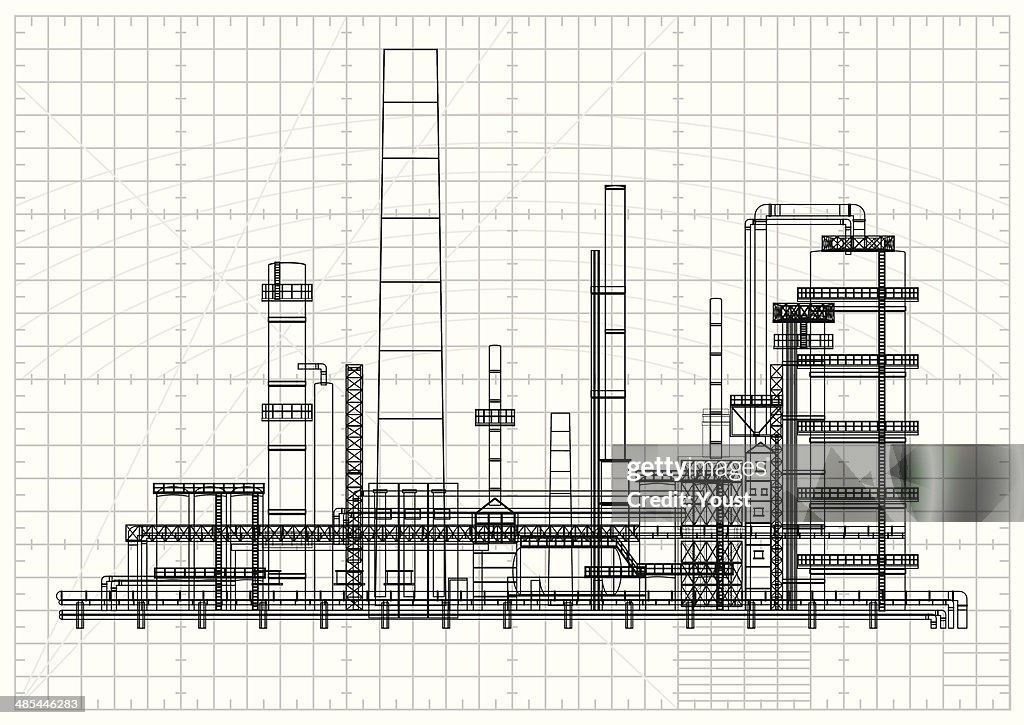 A refinaria de petróleo detalhados modelo