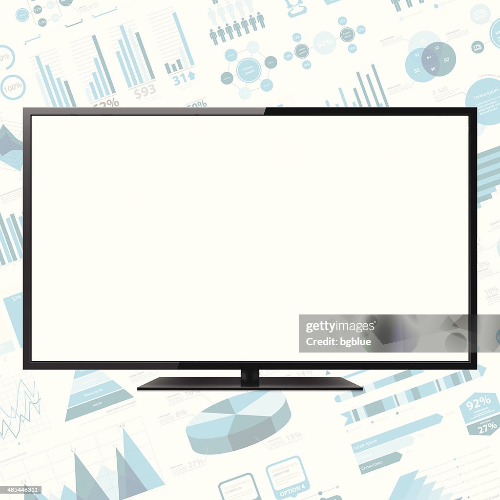 LCD TV on infographic Background