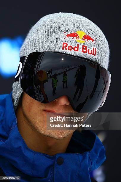Oscar Wester of Sweden smiles following the FIS Freestyle Ski World Cup Slopestyle Finals during the Winter Games NZ at Cardrona Alpine Resort on...