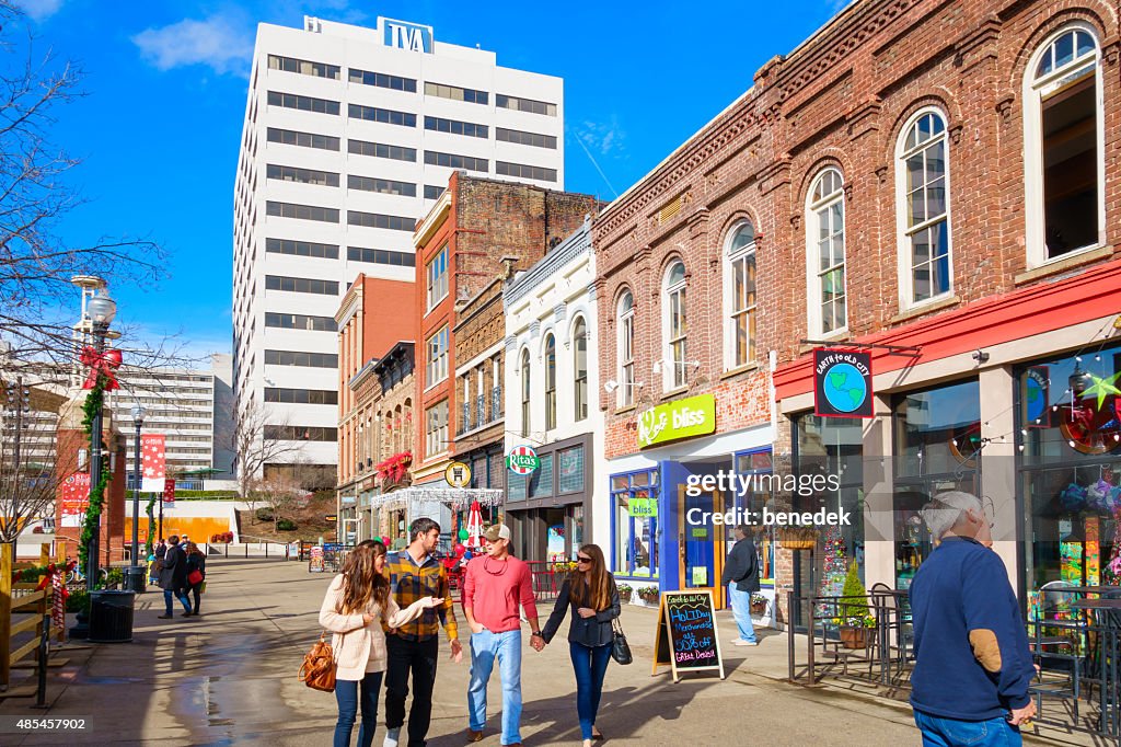 Knoxville Tennessee Downtown People Walk at Market Square