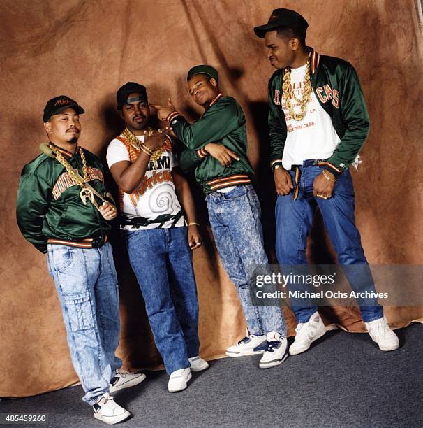 Mr. Mixx , Fresh Kid Ice , Brother Marquis , Luke Skyywalker of the rap group "2 Live Crew" pose for a portrait session on January 30, 1989.