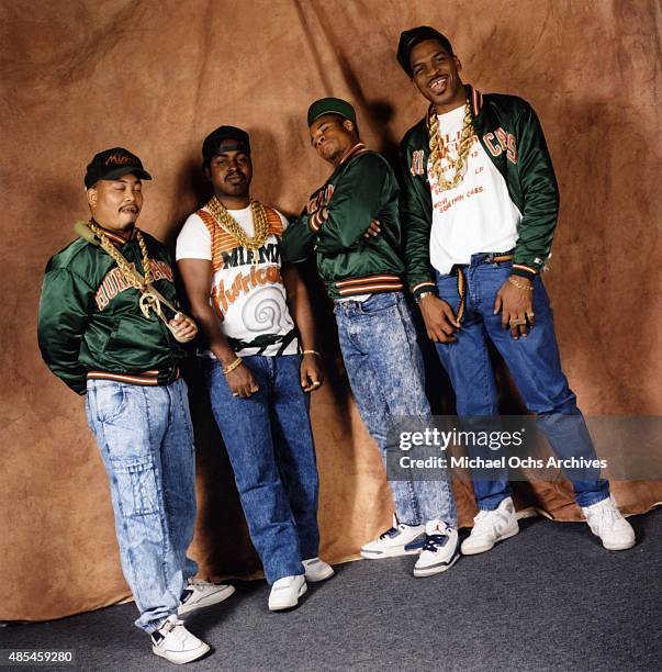 Mr. Mixx , Fresh Kid Ice , Brother Marquis , Luke Skyywalker of the rap group "2 Live Crew" pose for a portrait session on January 30, 1989.