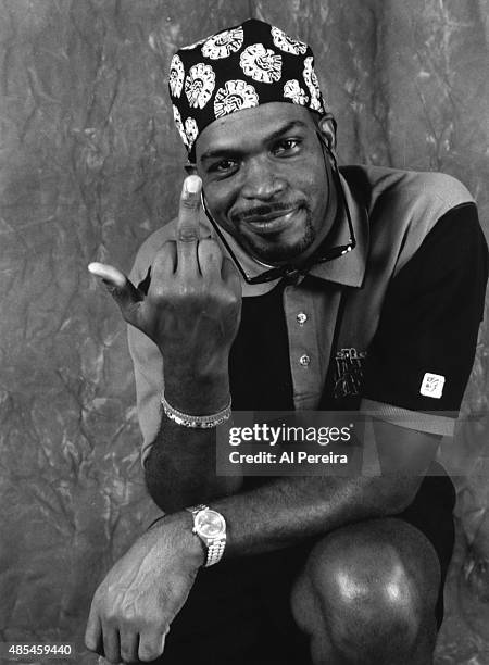 Luke Syywalker aka Luther Campbell of the rap group "2 Live Crew" extends his middle finger aka flips the bird as he poses for a portrait session in...