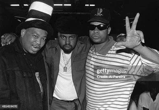 Luke Syywalker aka Luther Campbell and other members of the rap group "2 Live Crew" poses attend an event in circa 1990 in New York.