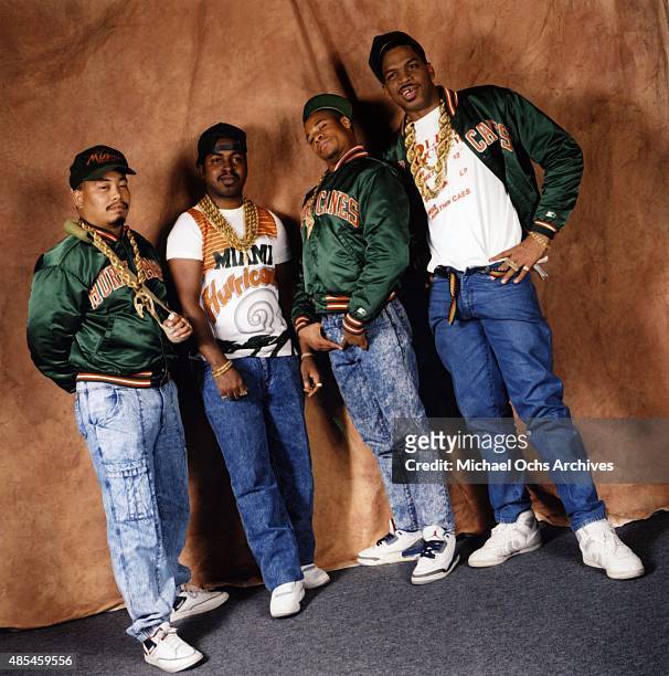 Mr. Mixx , Fresh Kid Ice , Brother Marquis , Luke Skyywalker of the rap group "2 Live Crew" pose for a portrait session on January 30, 1989.