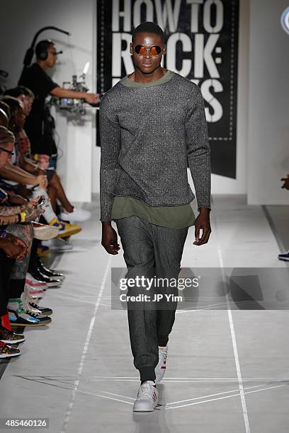 Model walks the runway during BET Digital Presents, How To Rock: Kicks at Milk Studios on August 27, 2015 in New York City.