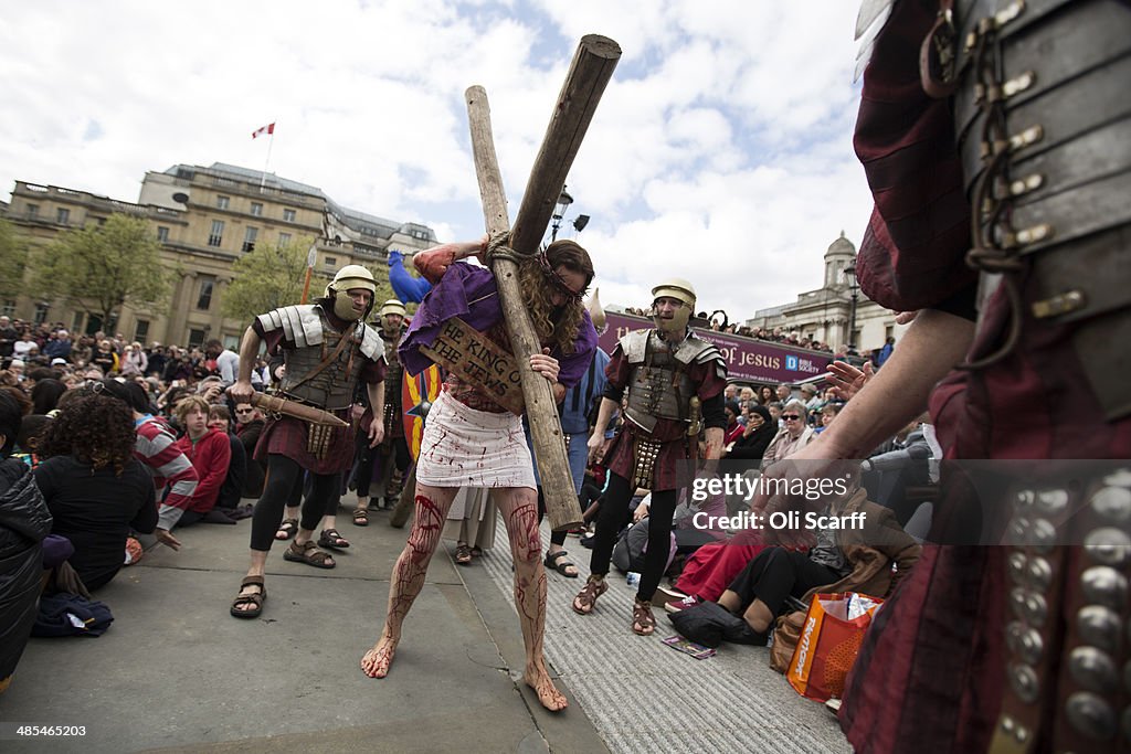 Actors Perform The Easter Passion Of Jesus In Trafalgar Square