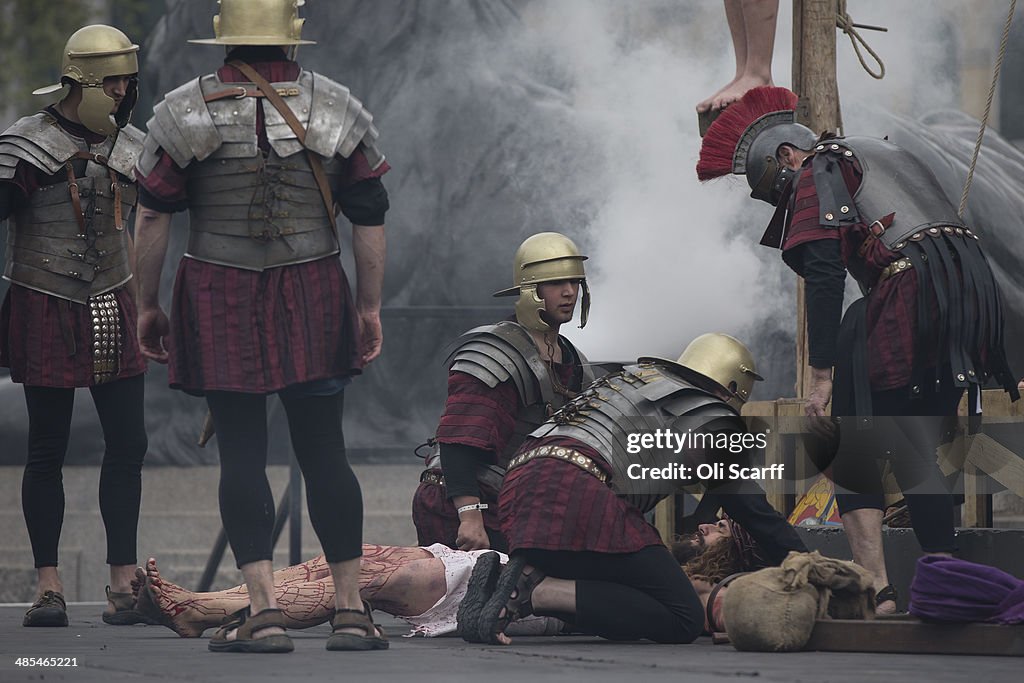 Actors Perform The Easter Passion Of Jesus In Trafalgar Square