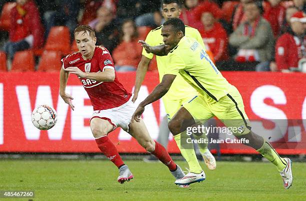 Adrien Trebel of Standard de Liege and Ola Williams Kamara of Molde FK in action during the UEFA Europa League play off round 2nd leg between...