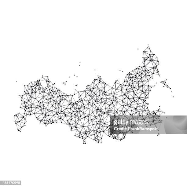 stockillustraties, clipart, cartoons en iconen met russia map network black and white - rusland kaart