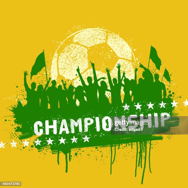 stockillustraties, clipart, cartoons en iconen met cheering soccer fans graffiti sign - sports championship