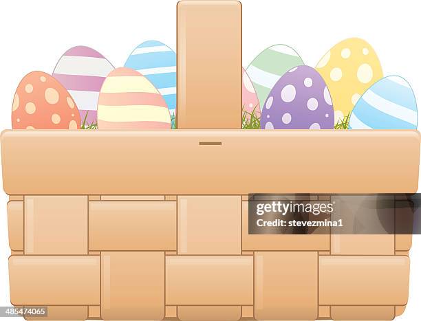 easter egg basket - wicker stock illustrations