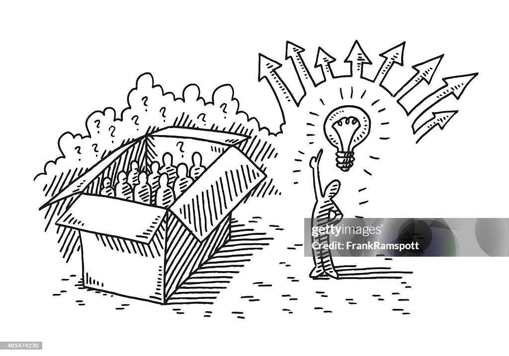 Thinking Outside The Box Phrase Concept Drawing High-Res Vector Graphic ...
