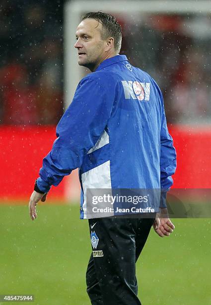 Coach of Molde FK Erling Moe looks on following the UEFA Europa League play off round 2nd leg between Standard Liege and Molde FK at Stade Maurice...