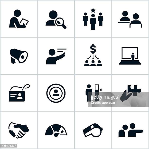 black human resources icons - performance coaching stock illustrations
