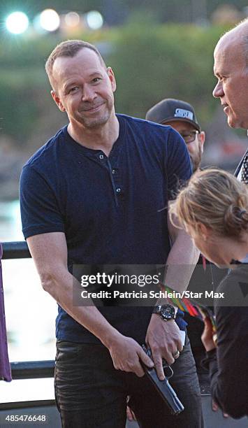 Actor Donnie Wahlberg is seen on the set of "Blue Bloods" on August 27, 2015 in New York City.
