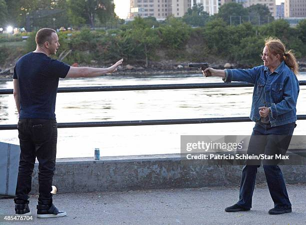 Actor Donnie Wahlberg is seen on the set of "Blue Bloods" on August 27, 2015 in New York City.