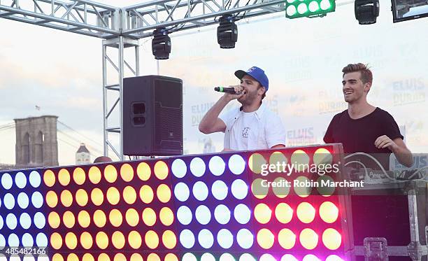 Alex Pall and Andrew Taggart of the Chainsmokers perform at the Elvis Duran And The Morning Show End Of Summer Bash 2015 at Hornblower Cruise Pier 15...