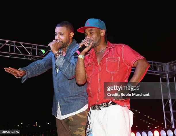 Shaggy and Rayvon perform at the Elvis Duran And The Morning Show End Of Summer Bash 2015 at Hornblower Cruise Pier 15 on August 27, 2015 in New York...