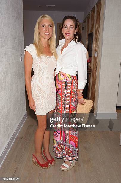 Gwen Bokine and Sara D. Hauser attend Hamptons Magazine and Harbor's Edge celebrate designer Bradley Stephenson event August 27, 2015 in Sag Harbor,...