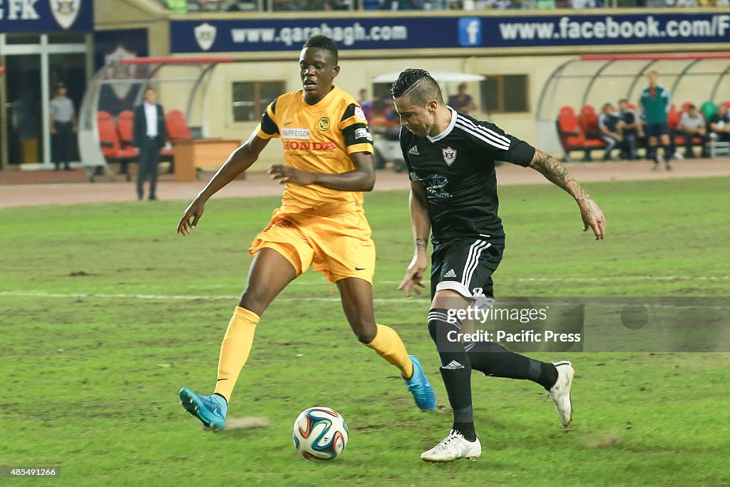 Reynaldo (R) Young Boys player tussle for the ball during...