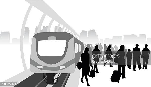 ilustrações, clipart, desenhos animados e ícones de estação de trem de tráfego - disembarking