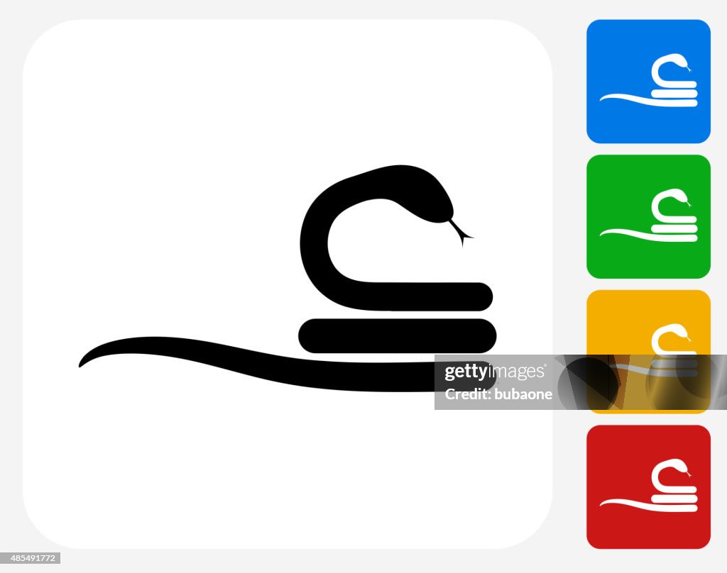 Curled Up Snake Icon Flat Graphic Design