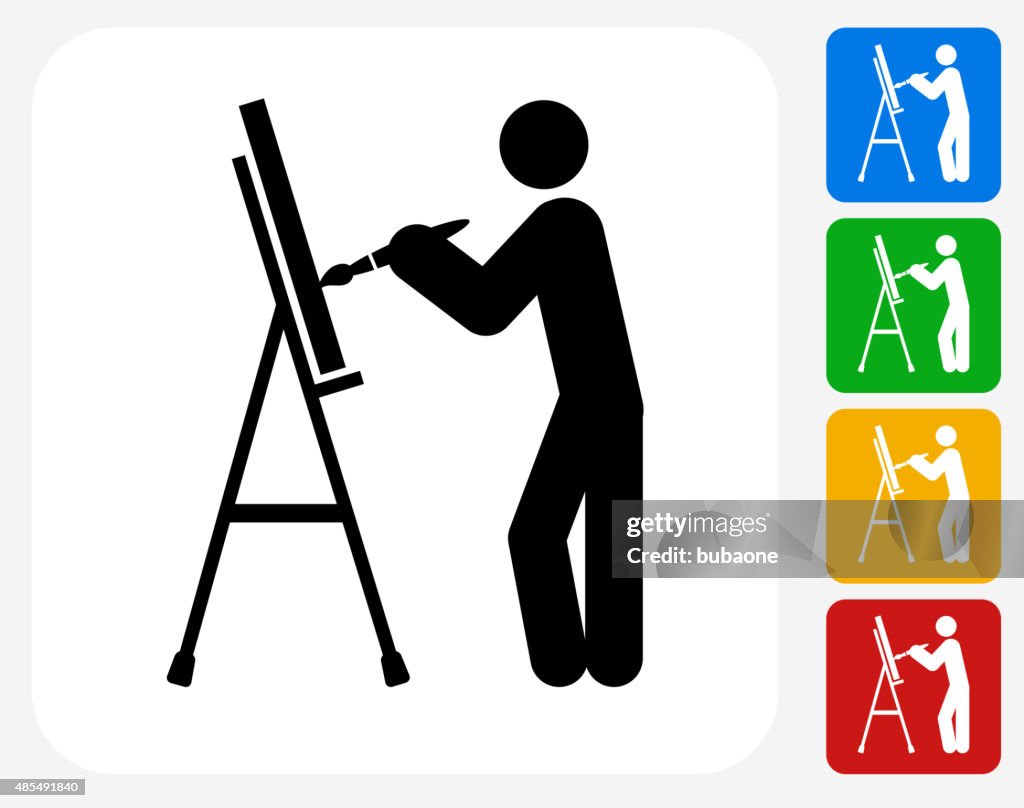 Artist Painting Icon Flat Graphic Design