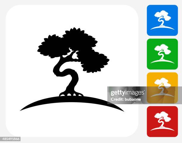 bonsai tree icon flat graphic design - small tree stock illustrations