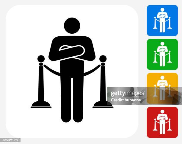 ilustraciones, imágenes clip art, dibujos animados e iconos de stock de club nocturno de seguridad planos iconos de diseño gráfico - brazos cruzados