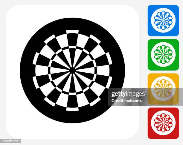 dartboard icon flat graphic design - green target white background stock illustrations