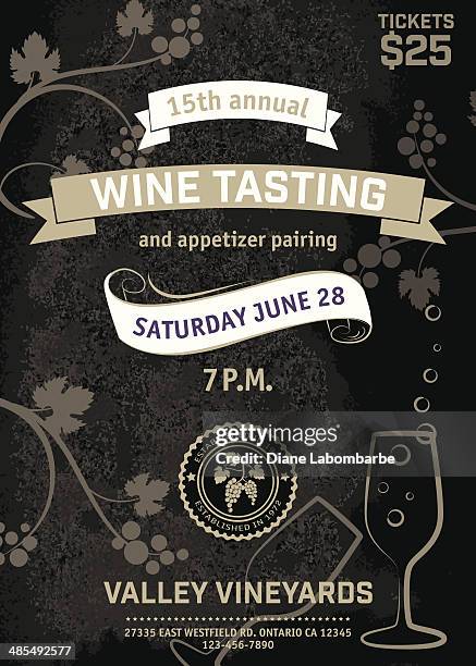 wine tasting event poster - wine label stock illustrations