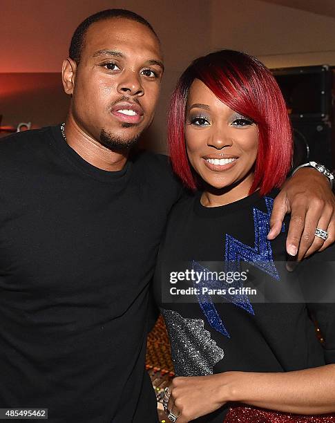 Player Shannon Brown and recording artist Monica attend The Code Red Experience at Patchwerk Recording Studios on August 27, 2015 in Atlanta, Georgia.