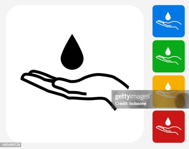 drop and hand icon flat graphic design - lotion hands stock illustrations