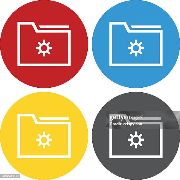 folder icon on circle buttons. - document wallet stock illustrations