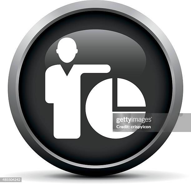 businessman icon on a round button. - vice president stock illustrations