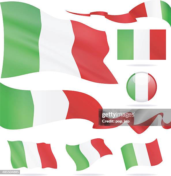 stockillustraties, clipart, cartoons en iconen met flags of italy - icon set - illustration - italian flag