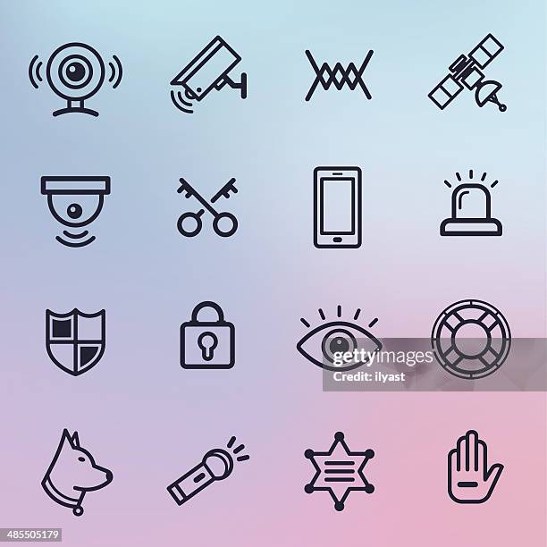 home security linie symbole - police in riot gear stock-grafiken, -clipart, -cartoons und -symbole