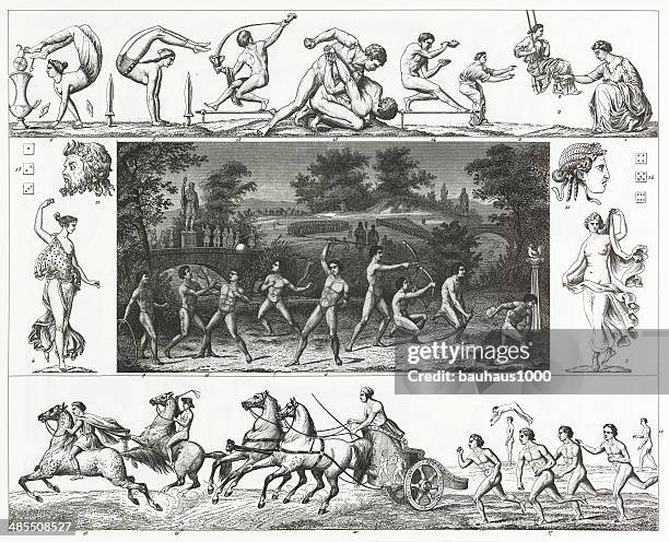 greek games - greek people stock illustrations