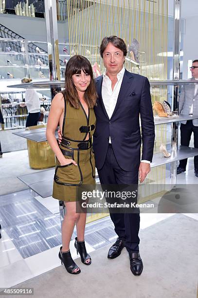 Nina Gelb and Gianvito Rossi attend Barneys New York Fetes Shoe Designer Gianvito Rossi at Barneys New York Beverly Hills on August 27, 2015 in...