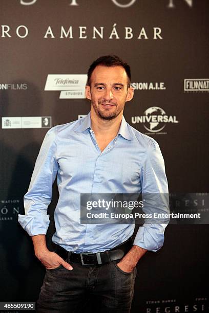 Director Alejandro Amenabar attends 'Regression' photocall at Villamagna hotel on August 27, 2015 in Madrid, Spain.