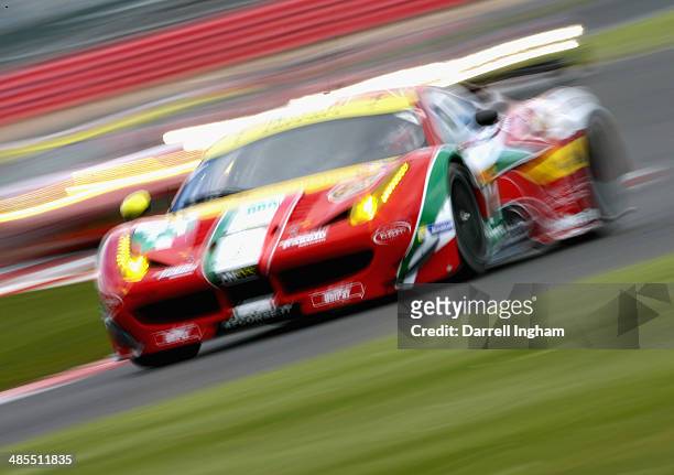 James Calado of Great Britain drives the AF Corse Ferrari F458 Italia during practice for the FIA World Endurance Championship 6 Hours of Silverstone...