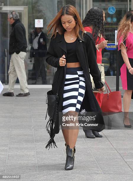 Karrueche leaves the H. Carl Moultrie I Superior Court House where the Chris Brown and his bodyguard Christopher Hollosy assualt trials are taking...