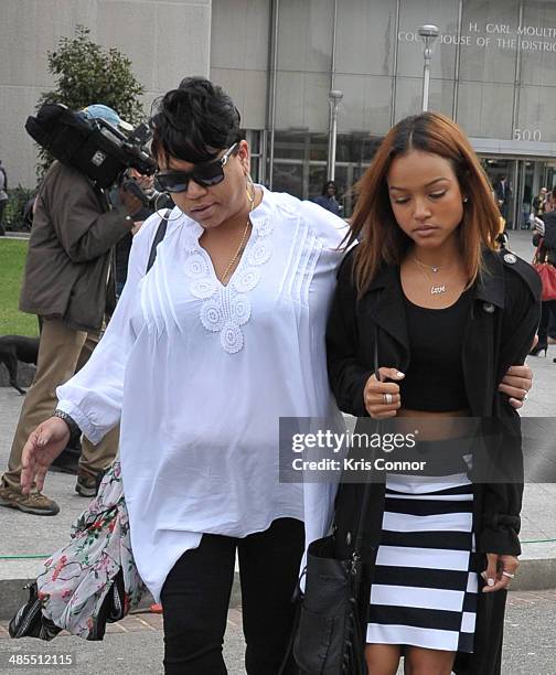 Karrueche leaves the H. Carl Moultrie I Superior Court House where the Chris Brown and his bodyguard Christopher Hollosy assualt trials are taking...