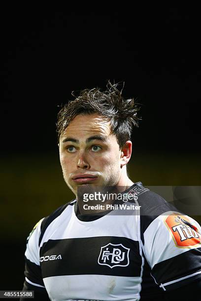 Zac Guildford of Hawkes Bay reacts after scoring a try during the round three ITM Cup match between Counties Manukau and Hawkes Bay at ECOLight...