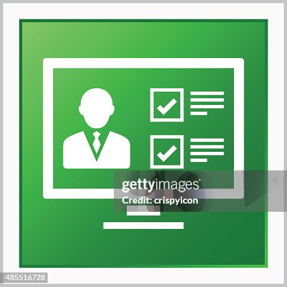 Computer icon on a square button. Computer icon on a square button.