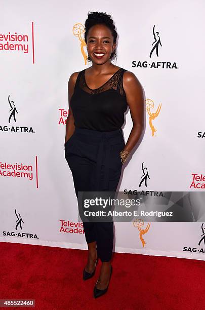 Actress Jerrika Hinton attends a cocktail party celebrating dynamic and diverse nominees for the 67th Emmy Awards hosted by the Academy of Television...